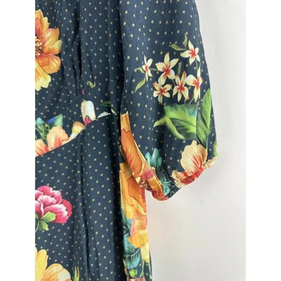 Farm Rio Anthropologie Majorca Wrap Dress Hi Lo Floral Boho Women's Size Small - Picture 4 of 16